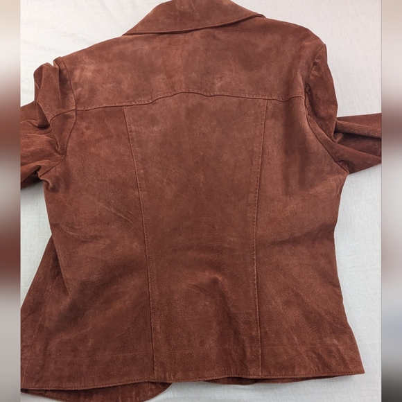 Live a Little Brown Suede Jacket with Front Snaps Large ON TREND FOR 2024 - Picture 6 of 7